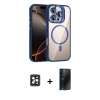 MARSİLYAN™- iPhone 16 Pro Max Kılıf Yadigar Asil Koleksiyonu - Siyah 3D Antistatik Hayalet Cam Ekran Koruyucu + PVD Metal Kamera Lens - SH