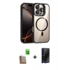 MARSİLYAN™- iPhone 16 Pro Max Kılıf Yadigar Asil Koleksiyonu - Siyah 3D Antistatik Hayalet Cam Ekran Koruyucu + Raze Metal Kamera Lens - CLTM