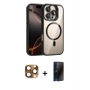 MARSİLYAN™- iPhone 16 Pro Max Kılıf Yadigar Asil Koleksiyonu - Siyah 3D Antistatik Hayalet Cam Ekran Koruyucu + Pers Alüminyum Kamera Lens - CLTM