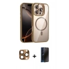 MARSİLYAN™- iPhone 16 Pro Max Kılıf Yadigar Asil Koleksiyonu - Siyah 3D Antistatik Hayalet Cam Ekran Koruyucu + Pers Alüminyum Kamera Lens - CLTM