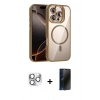 MARSİLYAN™- iPhone 16 Pro Max Kılıf Yadigar Asil Koleksiyonu - Siyah 3D Antistatik Hayalet Cam Ekran Koruyucu + Pers Alüminyum Kamera Lens - GS