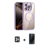 MARSİLYAN™- iPhone 16 Pro Max Kılıf Yadigar Asil Koleksiyonu - Siyah 3D Antistatik Hayalet Cam Ekran Koruyucu + PVD Metal Kamera Lens - SH