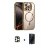 MARSİLYAN™- iPhone 16 Pro Max Kılıf Yadigar Asil Koleksiyonu - Siyah 3D Antistatik Hayalet Cam Ekran Koruyucu + PVD Metal Kamera Lens - GD