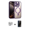 MARSİLYAN™- iPhone 16 Pro Max Kılıf Yadigar Asil Koleksiyonu - Siyah 3D Antistatik Hayalet Cam Ekran Koruyucu + Pers Alüminyum Kamera Lens - GS