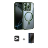 MARSİLYAN™- iPhone 16 Pro Max Kılıf Yadigar Asil Koleksiyonu - Siyah 3D Antistatik Hayalet Cam Ekran Koruyucu + PVD Metal Kamera Lens - SH