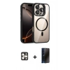 MARSİLYAN™- iPhone 16 Pro Max Kılıf Yadigar Asil Koleksiyonu - Siyah 3D Antistatik Hayalet Cam Ekran Koruyucu + PVD Metal Kamera Lens - GD