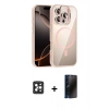 MARSİLYAN™- iPhone 16 Pro Max Kılıf Yadigar Asil Koleksiyonu - Siyah 3D Antistatik Hayalet Cam Ekran Koruyucu + PVD Metal Kamera Lens - SH