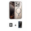 MARSİLYAN™- iPhone 16 Pro Max Kılıf Yadigar Asil Koleksiyonu - Siyah 3D Antistatik Hayalet Cam Ekran Koruyucu + PVD Metal Kamera Lens - SH