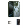 MARSİLYAN™- iPhone 16 Pro Max Kılıf Yadigar Asil Koleksiyonu - Siyah 3D Antistatik Hayalet Cam Ekran Koruyucu + PVD Metal Kamera Lens - GD
