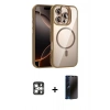 MARSİLYAN™- iPhone 16 Pro Max Kılıf Yadigar Asil Koleksiyonu - Siyah 3D Antistatik Hayalet Cam Ekran Koruyucu + PVD Metal Kamera Lens - GS