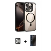 MARSİLYAN™- iPhone 16 Pro Max Kılıf Yadigar Asil Koleksiyonu - Siyah 3D Antistatik Hayalet Cam Ekran Koruyucu + PVD Metal Kamera Lens - GS