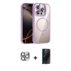 MARSİLYAN™- iPhone 16 Pro Max Kılıf Yadigar Asil Koleksiyonu - Siyah 3D Antistatik Hayalet Cam Ekran Koruyucu + Pers Alüminyum Kamera Lens - GI