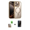 MARSİLYAN™- iPhone 16 Pro Max Kılıf Yadigar Asil Koleksiyonu - Siyah 3D Antistatik Hayalet Cam Ekran Koruyucu + Raze Metal Kamera Lens - CLTM