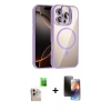MARSİLYAN™- iPhone 16 Pro Max Kılıf Yadigar Asil Koleksiyonu - Siyah 3D Antistatik Mat Seramik Nano Ekran Koruyucu + Natural Grey Raze Metal Kamera Lens