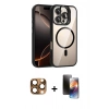 MARSİLYAN™- iPhone 16 Pro Max Kılıf Yadigar Asil Koleksiyonu - Siyah 3D Antistatik Mat Seramik Nano Ekran Koruyucu + Pers Alüminyum Kamera Lens - CLTM