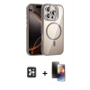 MARSİLYAN™- iPhone 16 Pro Max Kılıf Yadigar Asil Koleksiyonu - Siyah 3D Antistatik Mat Seramik Nano Ekran Koruyucu + PVD Metal Kamera Lens - SH