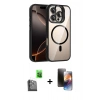 MARSİLYAN™- iPhone 16 Pro Max Kılıf Yadigar Asil Koleksiyonu - Siyah 3D Antistatik Mat Seramik Nano Ekran Koruyucu + Raze Metal Kamera Lens - SH