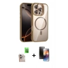 MARSİLYAN™- iPhone 16 Pro Max Kılıf Yadigar Asil Koleksiyonu - Siyah 3D Antistatik Mat Seramik Nano Ekran Koruyucu + Natural Grey Raze Metal Kamera Lens