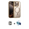 MARSİLYAN™- iPhone 16 Pro Max Kılıf Yadigar Asil Koleksiyonu - Siyah 3D Antistatik Seramik Nano Ekran Koruyucu + Gold PVD Metal Kamera Lens