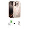 MARSİLYAN™- iPhone 16 Pro Max Kılıf Yadigar Asil Koleksiyonu - Siyah Bilvis 3D Cam Ekran Koruyucu + Beyaz Raze Metal Kamera Lens