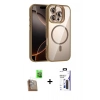 MARSİLYAN™- iPhone 16 Pro Max Kılıf Yadigar Asil Koleksiyonu - Siyah Bilvis 3X AR Hayalet Cam Ekran Koruyucu + Raze Metal Kamera Lens - CLTM