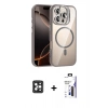 MARSİLYAN™- iPhone 16 Pro Max Kılıf Yadigar Asil Koleksiyonu - Siyah Bilvis 3X AR Hayalet Cam Ekran Koruyucu + PVD Metal Kamera Lens - SH