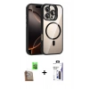 MARSİLYAN™- iPhone 16 Pro Max Kılıf Yadigar Asil Koleksiyonu - Siyah Bilvis 3X AR Hayalet Cam Ekran Koruyucu + Raze Metal Kamera Lens - CLTM