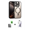 MARSİLYAN™- iPhone 16 Pro Max Kılıf Yadigar Asil Koleksiyonu - Siyah Bilvis 3X AR Hayalet Cam Ekran Koruyucu + Raze Metal Kamera Lens - SH