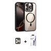 MARSİLYAN™- iPhone 16 Pro Max Kılıf Yadigar Asil Koleksiyonu - Siyah Bilvis 3X AR HD Cam Ekran Koruyucu + PVD Metal Kamera Lens - GD