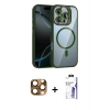 MARSİLYAN™- iPhone 16 Pro Max Kılıf Yadigar Asil Koleksiyonu - Siyah Bilvis 3X AR HD Cam Ekran Koruyucu + Pers Alüminyum Kamera Lens - CLTM