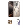MARSİLYAN™- iPhone 16 Pro Max Kılıf Yadigar Asil Koleksiyonu - Siyah Bilvis 3X AR HD Cam Ekran Koruyucu + Pers Alüminyum Kamera Lens - CLTM