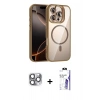 MARSİLYAN™- iPhone 16 Pro Max Kılıf Yadigar Asil Koleksiyonu - Siyah Bilvis 3X AR HD Cam Ekran Koruyucu + Pers Alüminyum Kamera Lens - GI