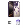 MARSİLYAN™- iPhone 16 Pro Max Kılıf Yadigar Asil Koleksiyonu - Siyah Bilvis 5in1 3D Magic Cam Ekran Koruyucu + PVD Metal Kamera Lens - SH