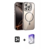 MARSİLYAN™- iPhone 16 Pro Max Kılıf Yadigar Asil Koleksiyonu - Siyah Bilvis 5in1 3D Magic Cam Ekran Koruyucu + PVD Metal Kamera Lens - SH