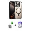 MARSİLYAN™- iPhone 16 Pro Max Kılıf Yadigar Asil Koleksiyonu - Siyah Bilvis 5in1 3D Magic Cam Ekran Koruyucu + Siyah Raze Metal Kamera Lens
