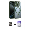 MARSİLYAN™- iPhone 16 Pro Max Kılıf Yadigar Asil Koleksiyonu - Siyah Bilvis 5in1 3D Magic Cam Ekran Koruyucu + PVD Metal Kamera Lens - GD