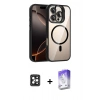 MARSİLYAN™- iPhone 16 Pro Max Kılıf Yadigar Asil Koleksiyonu - Siyah Bilvis 5in1 3D Magic Cam Ekran Koruyucu + PVD Metal Kamera Lens - SH