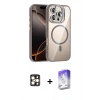 MARSİLYAN™- iPhone 16 Pro Max Kılıf Yadigar Asil Koleksiyonu - Siyah Bilvis 5in1 3D Magic Cam Ekran Koruyucu + PVD Metal Kamera Lens - GD