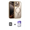 MARSİLYAN™- iPhone 16 Pro Max Kılıf Yadigar Asil Koleksiyonu - Siyah Bilvis 5in1 3D Magic Cam Ekran Koruyucu + PVD Metal Kamera Lens - SH