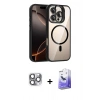 MARSİLYAN™- iPhone 16 Pro Max Kılıf Yadigar Asil Koleksiyonu - Siyah Bilvis 5in1 5D Magic Hayalet Cam Ekran Koruyucu + Pers Alüminyum Kamera Lens - GI