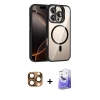 MARSİLYAN™- iPhone 16 Pro Max Kılıf Yadigar Asil Koleksiyonu - Siyah Bilvis 5in1 5D Magic Hayalet Cam Ekran Koruyucu + Pers Alüminyum Kamera Lens - CLTM