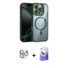 MARSİLYAN™- iPhone 16 Pro Max Kılıf Yadigar Asil Koleksiyonu - Siyah Bilvis 5in1 5D Magic Hayalet Cam Ekran Koruyucu + Pers Alüminyum Kamera Lens - GS