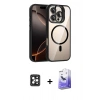 MARSİLYAN™- iPhone 16 Pro Max Kılıf Yadigar Asil Koleksiyonu - Siyah Bilvis 5in1 5D Magic Hayalet Cam Ekran Koruyucu + PVD Metal Kamera Lens - SH