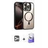 MARSİLYAN™- iPhone 16 Pro Max Kılıf Yadigar Asil Koleksiyonu - Siyah Bilvis 5in1 5D Magic Hayalet Cam Ekran Koruyucu + PVD Metal Kamera Lens - GD