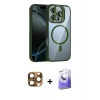 MARSİLYAN™- iPhone 16 Pro Max Kılıf Yadigar Asil Koleksiyonu - Siyah Bilvis 5in1 5D Magic Hayalet Cam Ekran Koruyucu + Pers Alüminyum Kamera Lens - CLTM