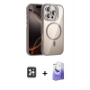MARSİLYAN™- iPhone 16 Pro Max Kılıf Yadigar Asil Koleksiyonu - Siyah Bilvis 5in1 5D Magic Hayalet Cam Ekran Koruyucu + PVD Metal Kamera Lens - SH