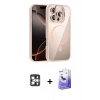 MARSİLYAN™- iPhone 16 Pro Max Kılıf Yadigar Asil Koleksiyonu - Siyah Bilvis 5in1 5D Magic Hayalet Cam Ekran Koruyucu + Gümüş PVD Metal Kamera Lens