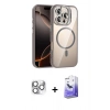 MARSİLYAN™- iPhone 16 Pro Max Kılıf Yadigar Asil Koleksiyonu - Siyah Bilvis 5in1 5D Magic Hayalet Cam Ekran Koruyucu + Pers Alüminyum Kamera Lens - GS