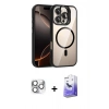 MARSİLYAN™- iPhone 16 Pro Max Kılıf Yadigar Asil Koleksiyonu - Siyah Bilvis 5in1 5D Magic Hayalet Cam Ekran Koruyucu + Pers Alüminyum Kamera Lens - GS