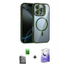 MARSİLYAN™- iPhone 16 Pro Max Kılıf Yadigar Asil Koleksiyonu - Siyah Bilvis 5in1 5D Magic Hayalet Cam Ekran Koruyucu + Siyah Raze Metal Kamera Lens